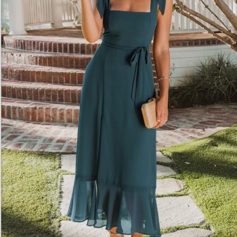 Claire Midi Dress in Emerald